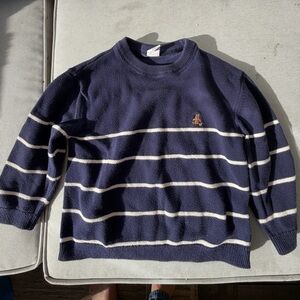 GAP Navy and White Striped Crewneck Sweater